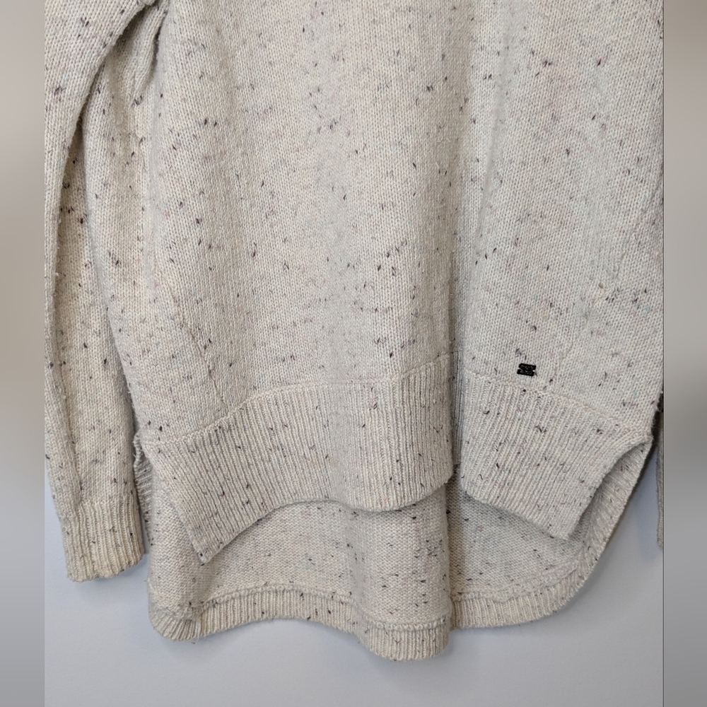 Monk & Lou Flecked Cowl Neck Sweater High Low - cream beige - size M - Picture 3 of 9